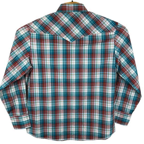 Wrangler Multicolor Plaid Long Sleeve Pearl Snap Button Up Western Shirt Large‎ - Picture 3 of 6